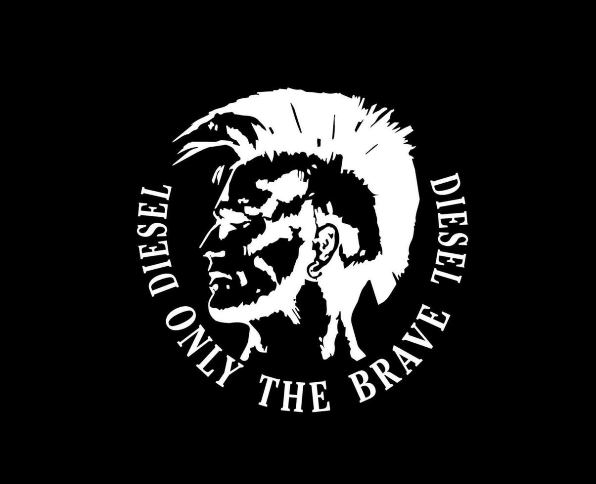 Diesel Only The Brave Logo Brand Symbol White Design luxury Clothes Fashion Vector Illustration With Black Background