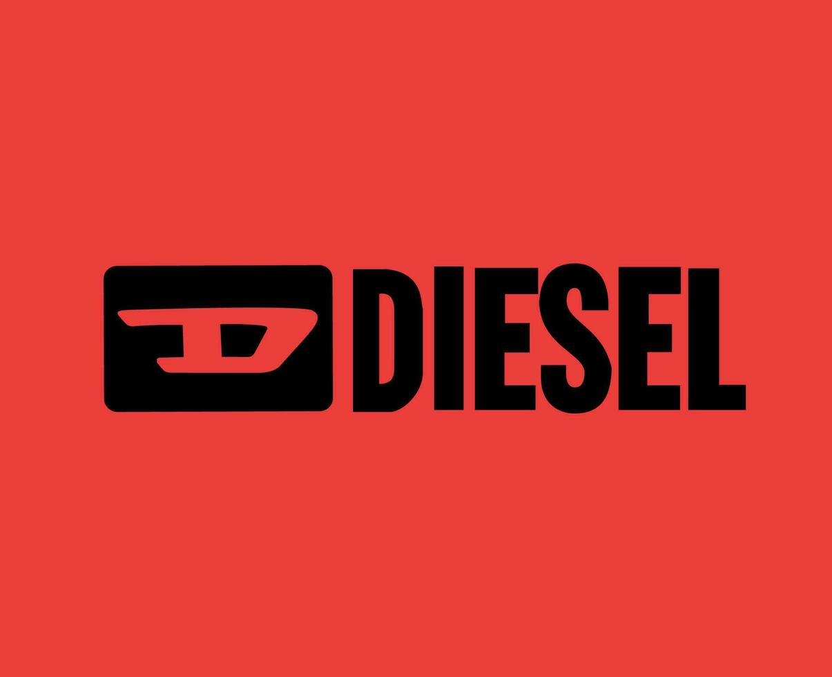 Diesel Logo Brand Symbol Black Design luxury Clothes Fashion Vector Illustration With Red Background
