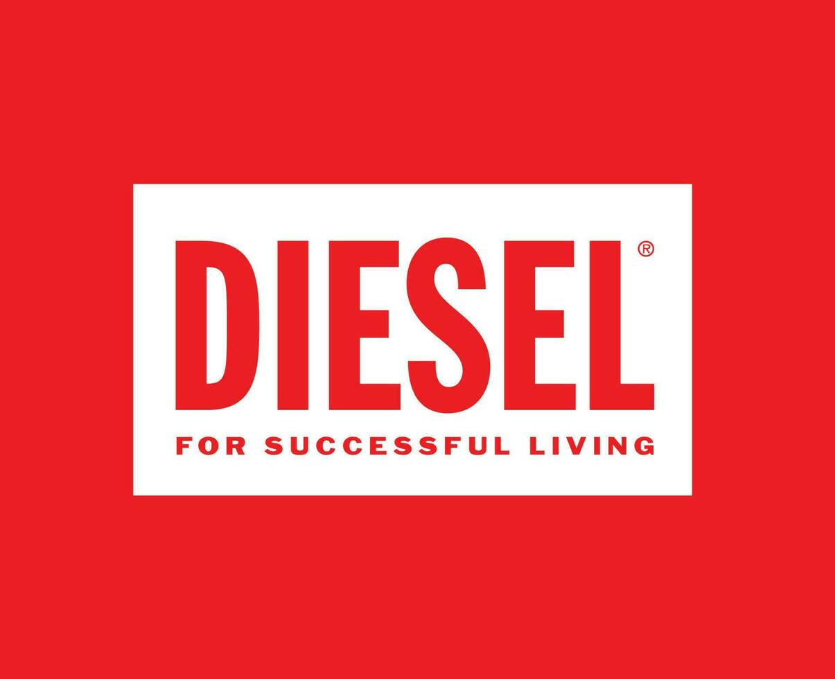 Diesel Logo Brand Clothes Symbol White Design luxury Fashion Vector Illustration With Red Background