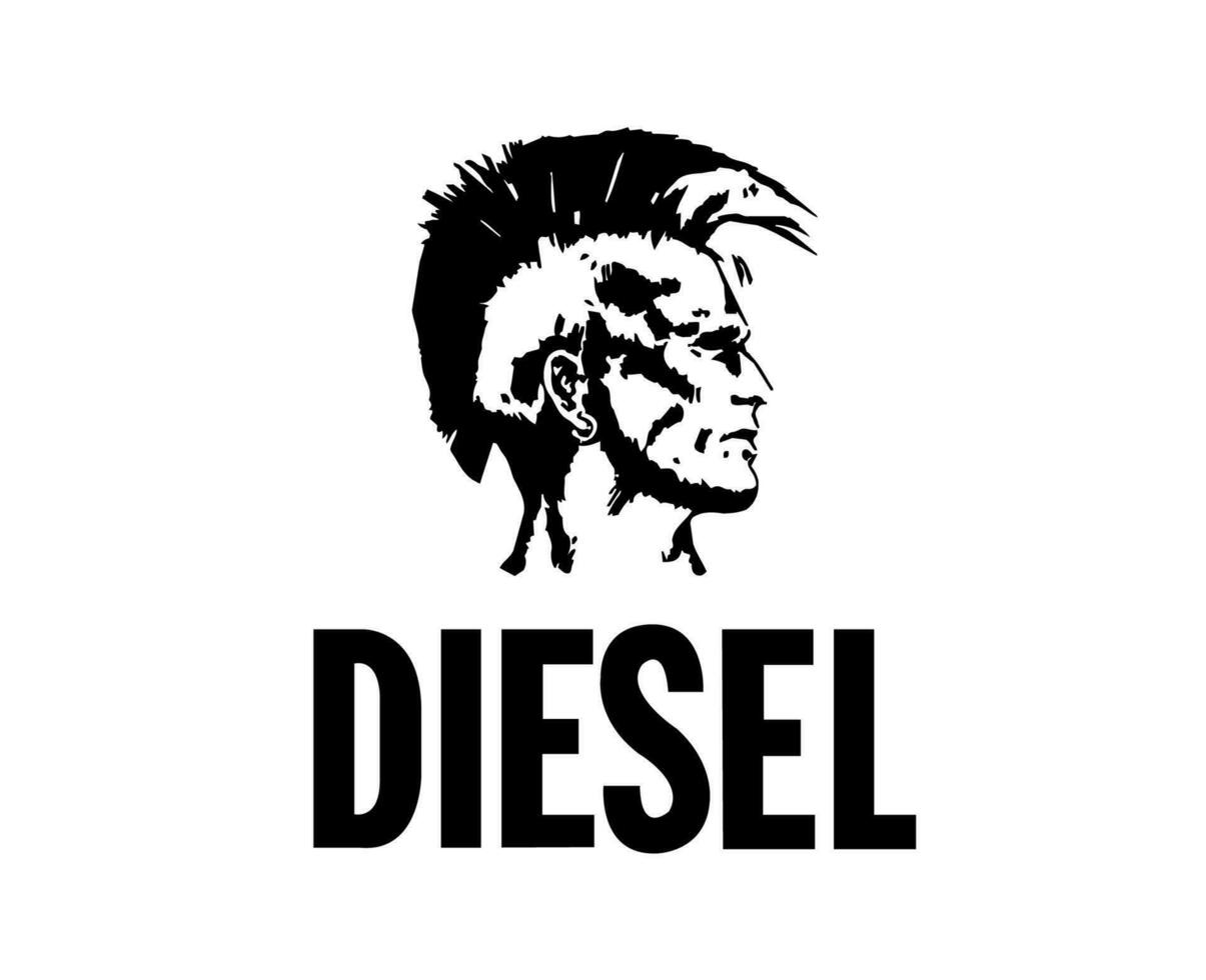 Diesel Brand Logo Symbol With Face Black Design luxury Clothes Fashion Vector Illustration