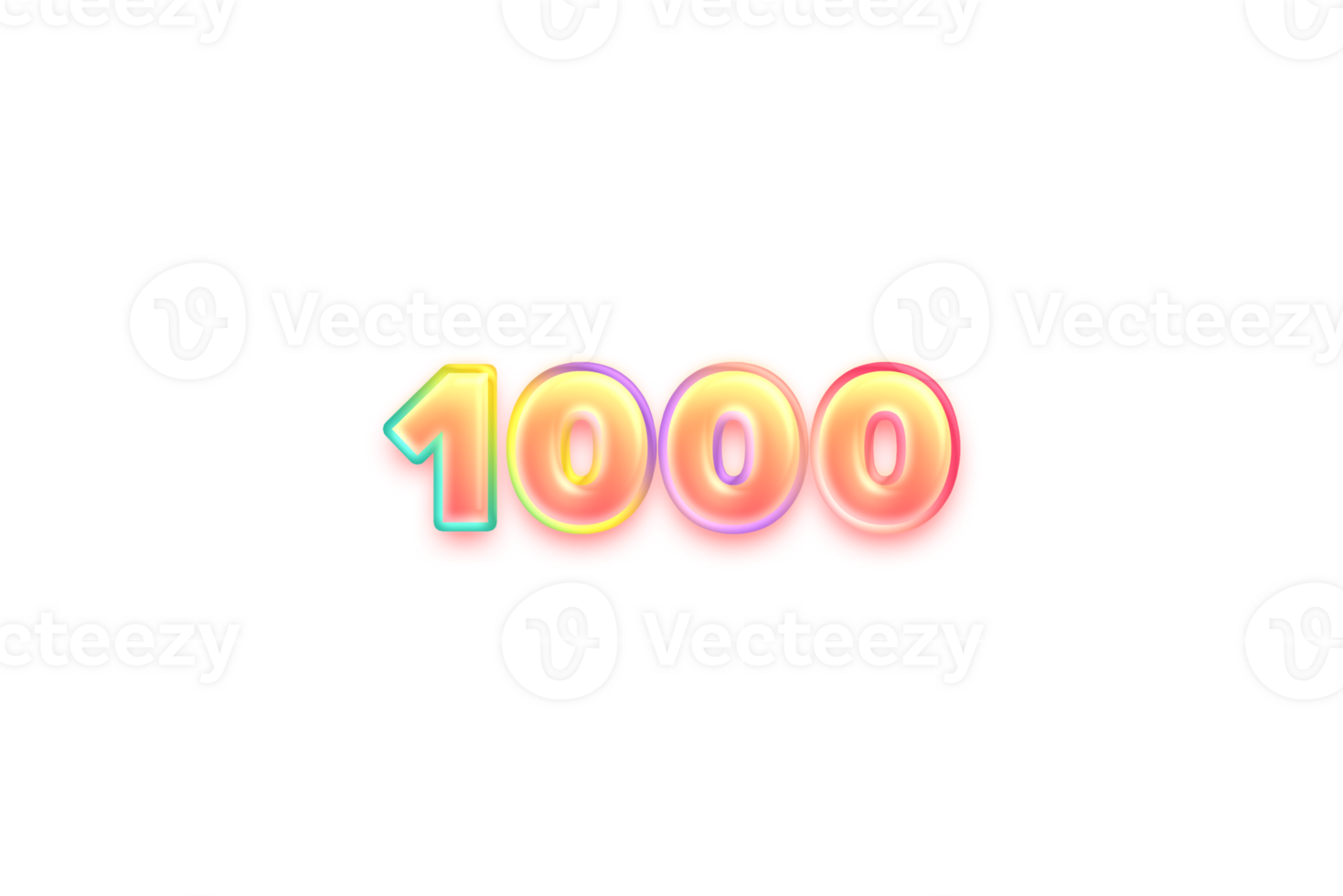 1000 subscribers celebration greeting Number with candy color design png