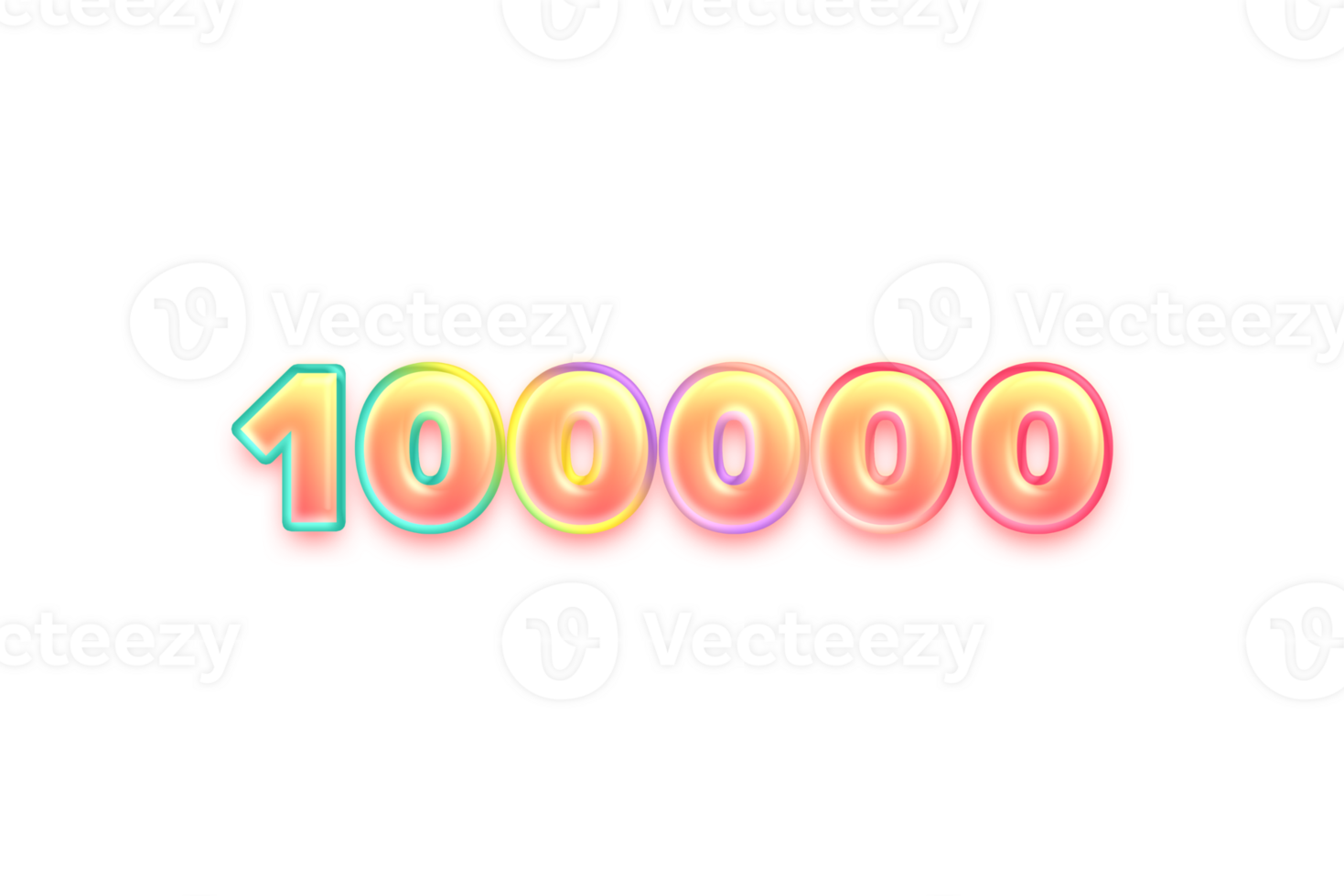 100000 subscribers celebration greeting Number with candy color design png