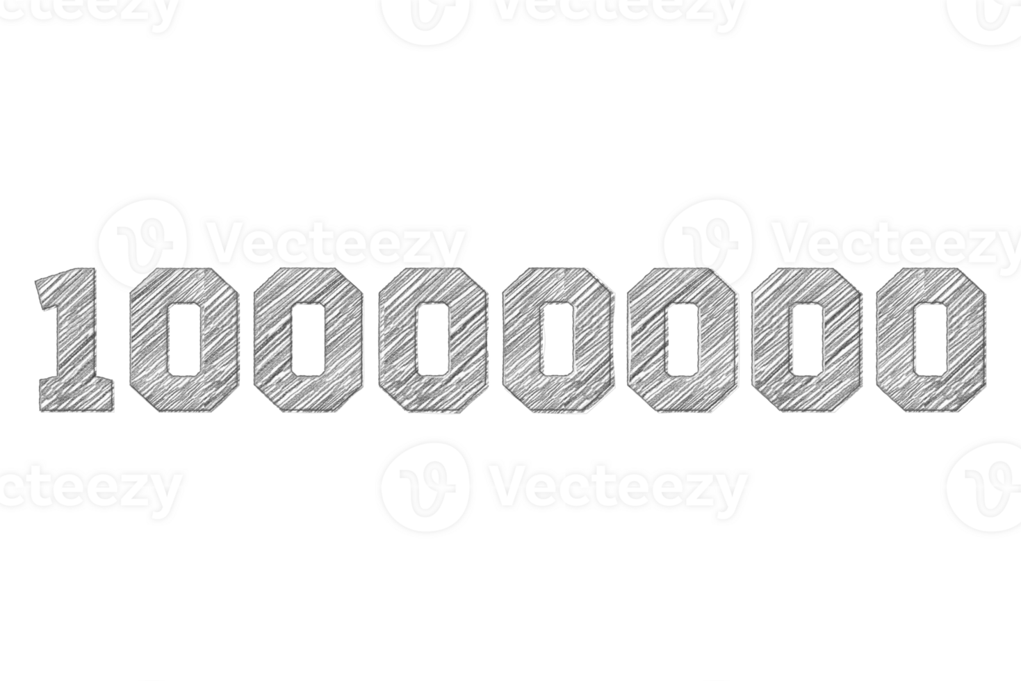 10000000 subscribers celebration greeting Number with pencil sketch design png