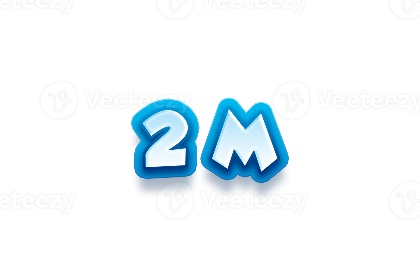 2 million subscribers celebration greeting Number with modren blue design png