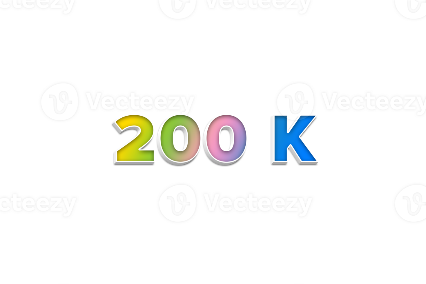 200 million subscribers celebration greeting Number with 3d extrude design png