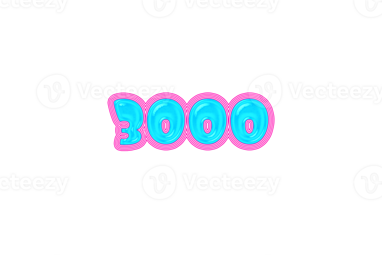3000 subscribers celebration greeting Number with jelly design png