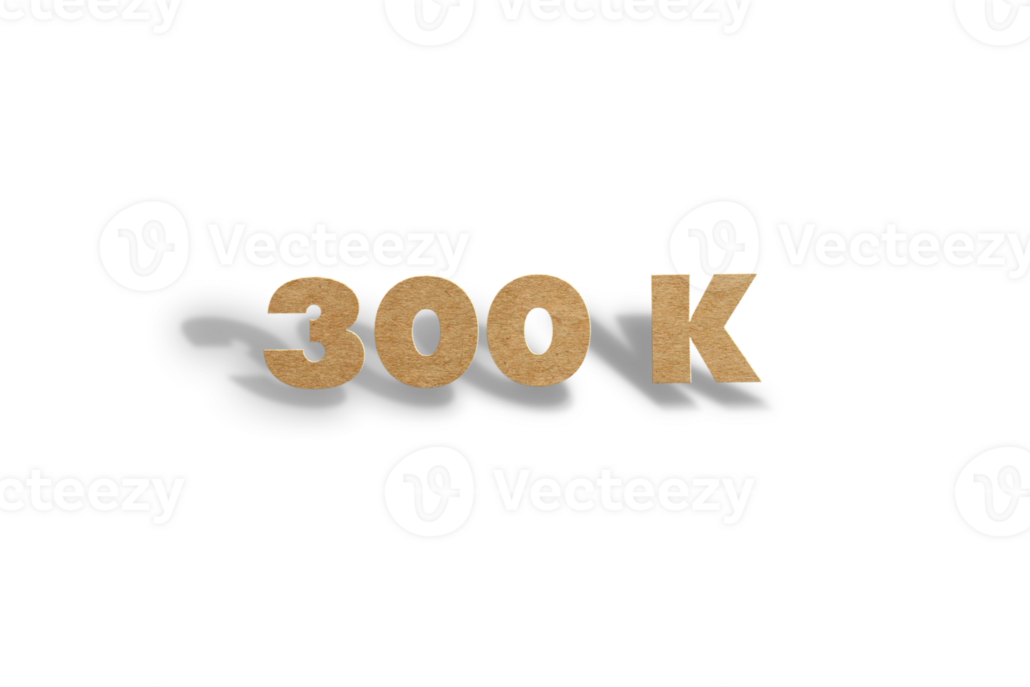 300 k subscribers celebration greeting Number with hard card cutted design png