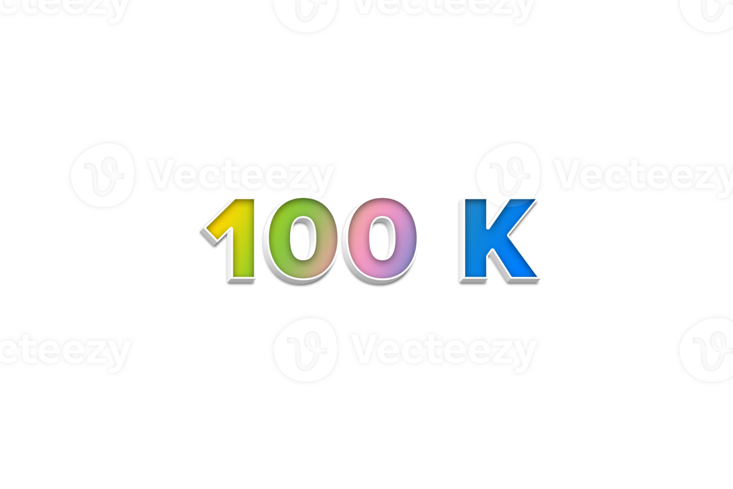 100 k subscribers celebration greeting Number with 3d extrude design png