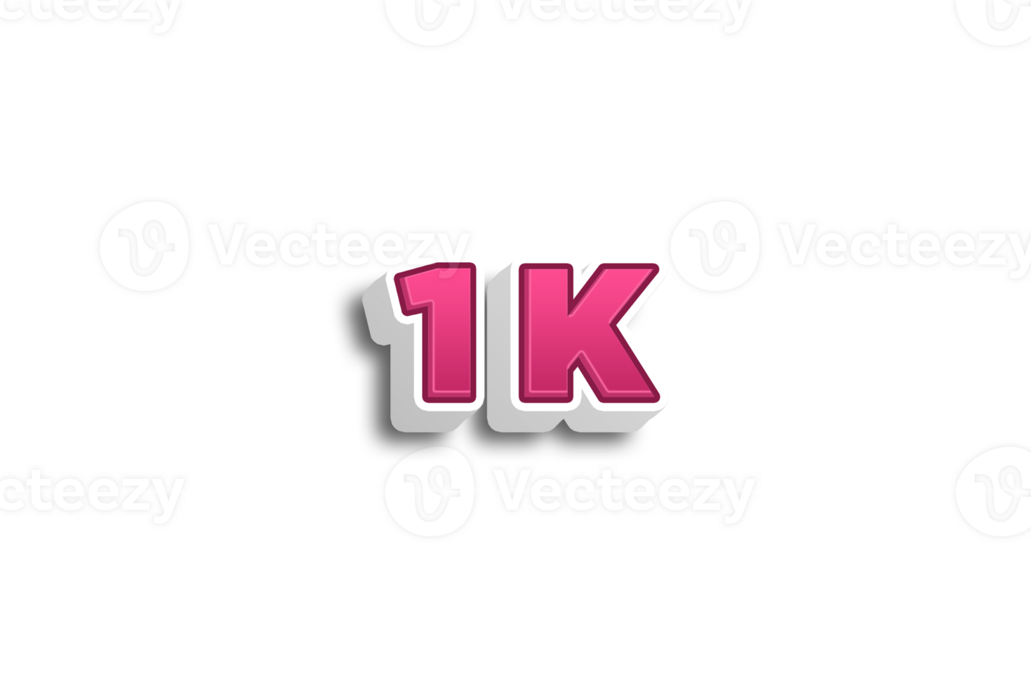 1 k subscribers celebration greeting Number with pink 3d design png