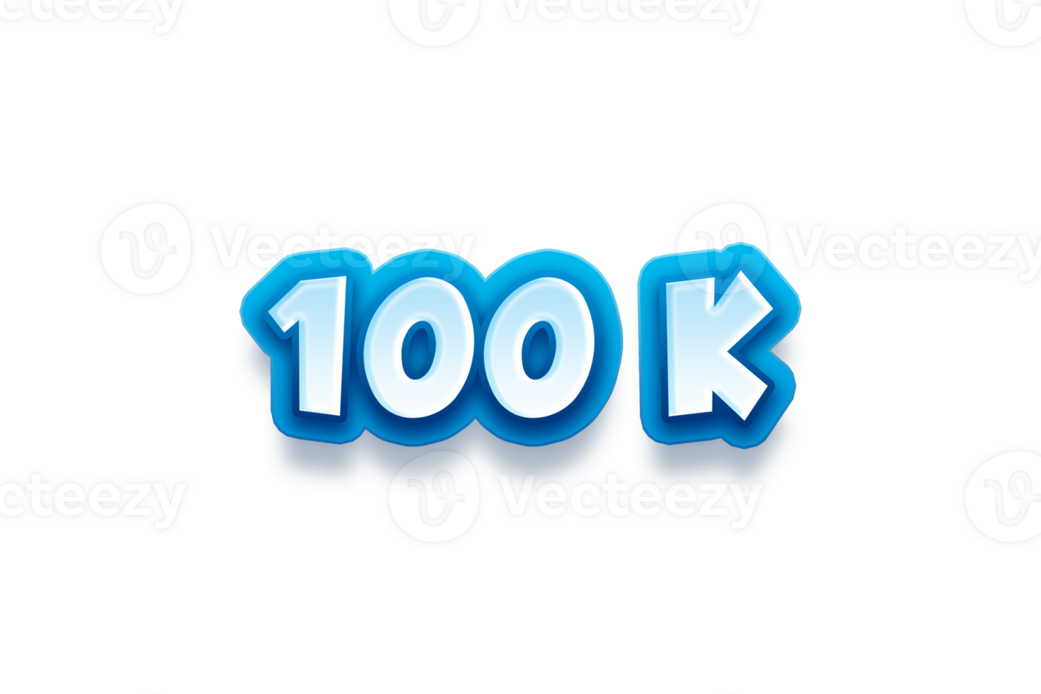 100 k subscribers celebration greeting Number with modren blue design png