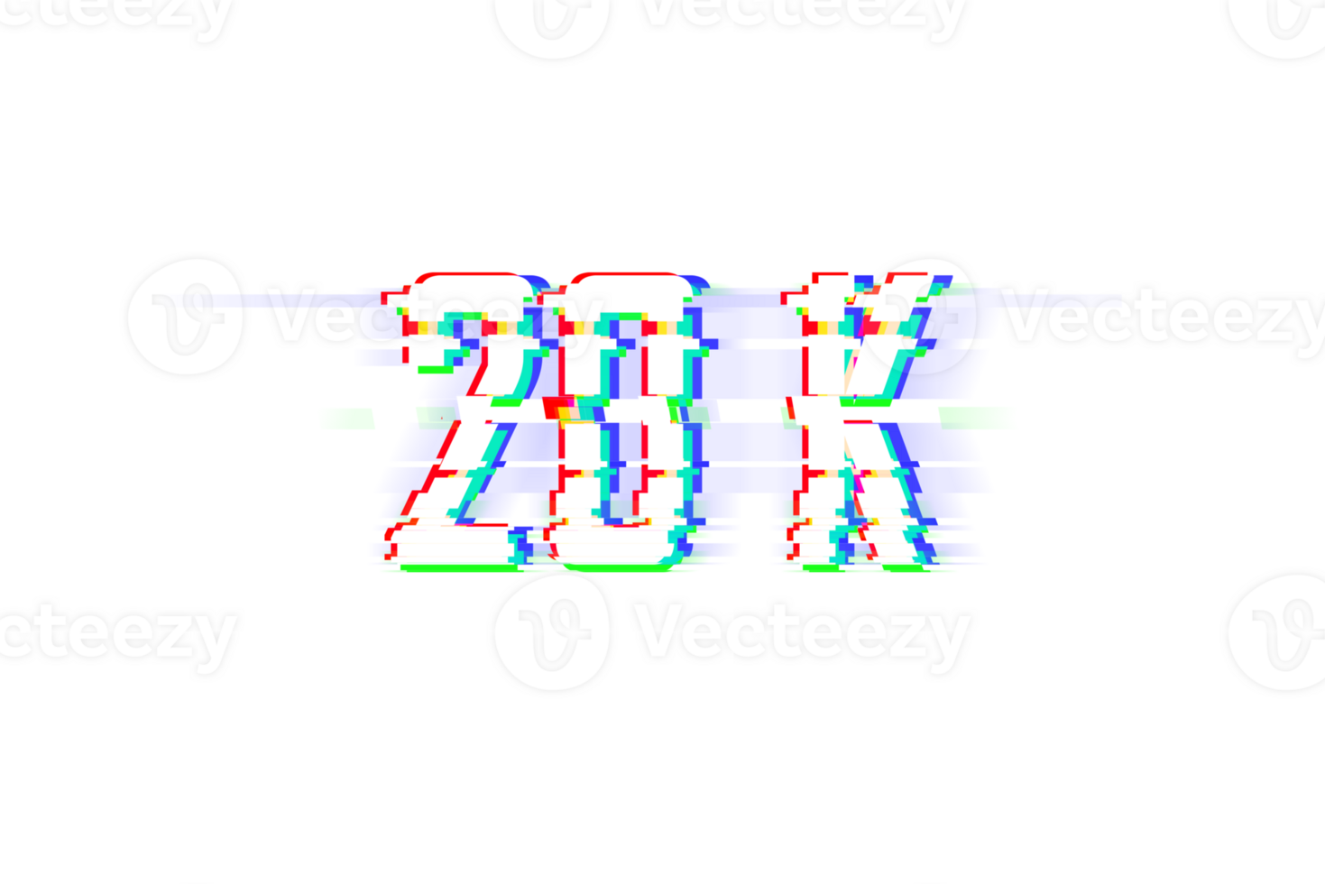 20 k subscribers celebration greeting Number with glitch design png