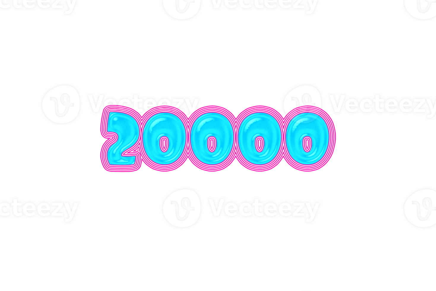 20000 subscribers celebration greeting Number with jelly design png