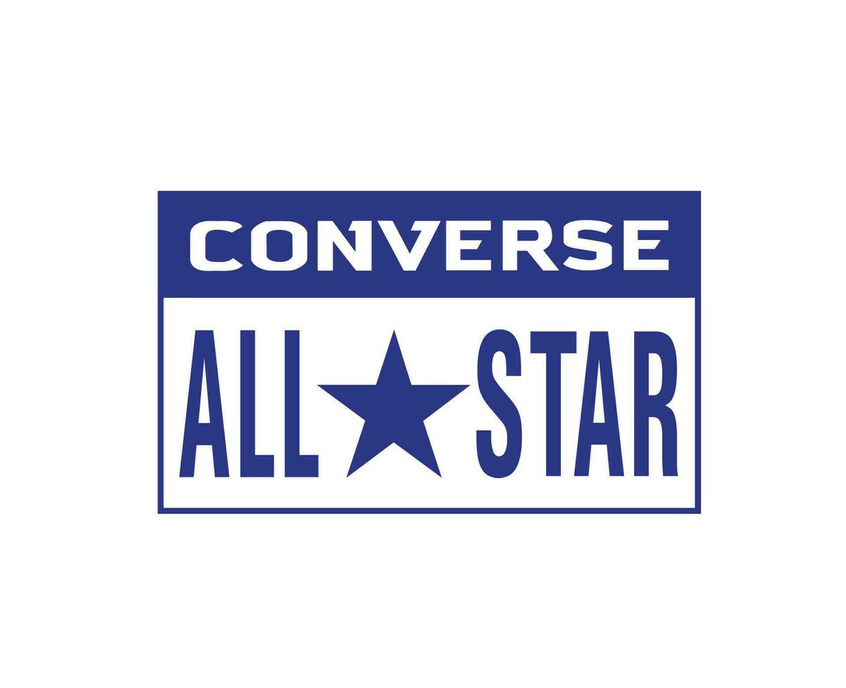 Converse All Star Brand Name Blue Logo Symbol Shoes Design Vector Illustration