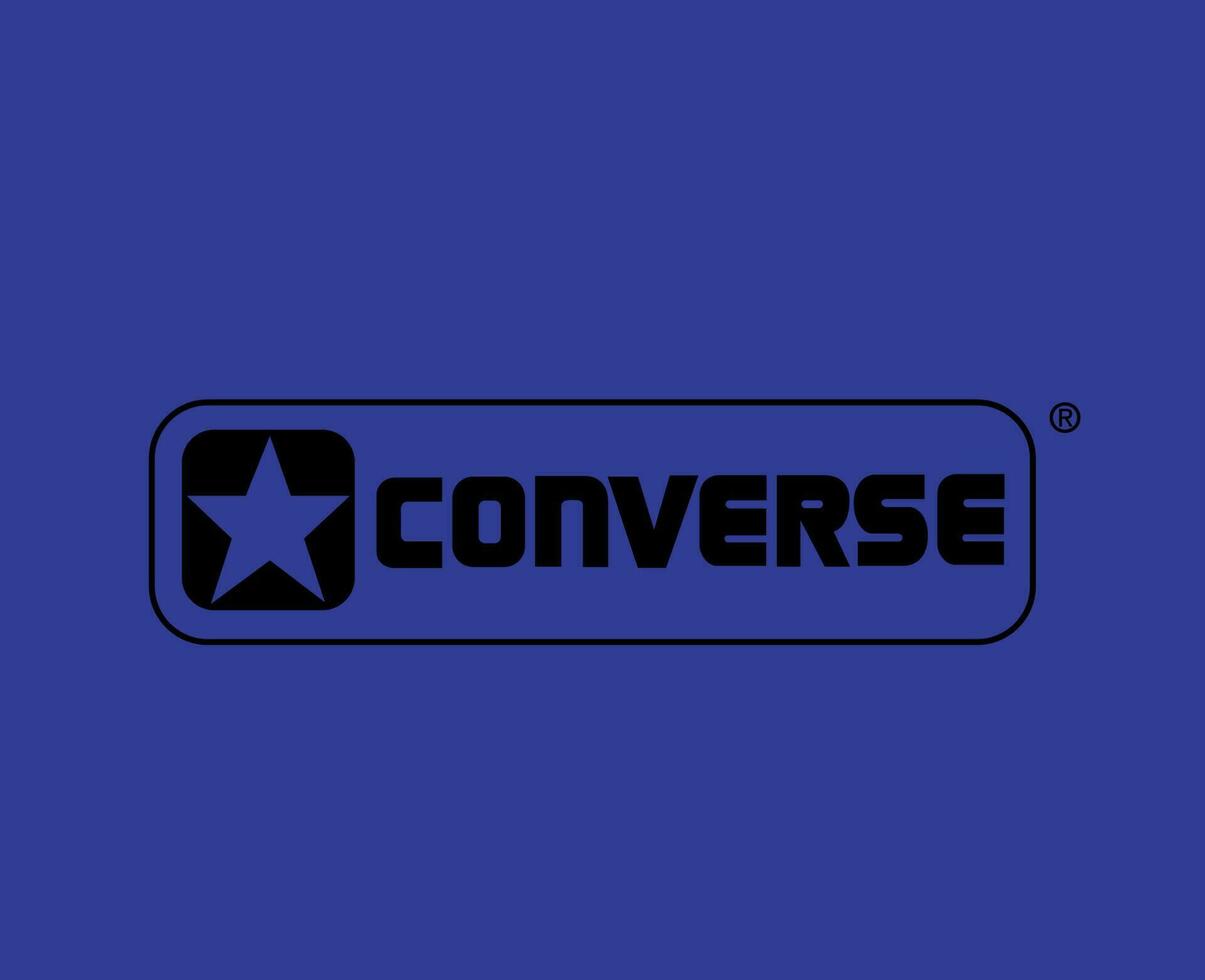 conversar Zapatos marca logo símbolo negro diseño vector ilustración con azul antecedentes