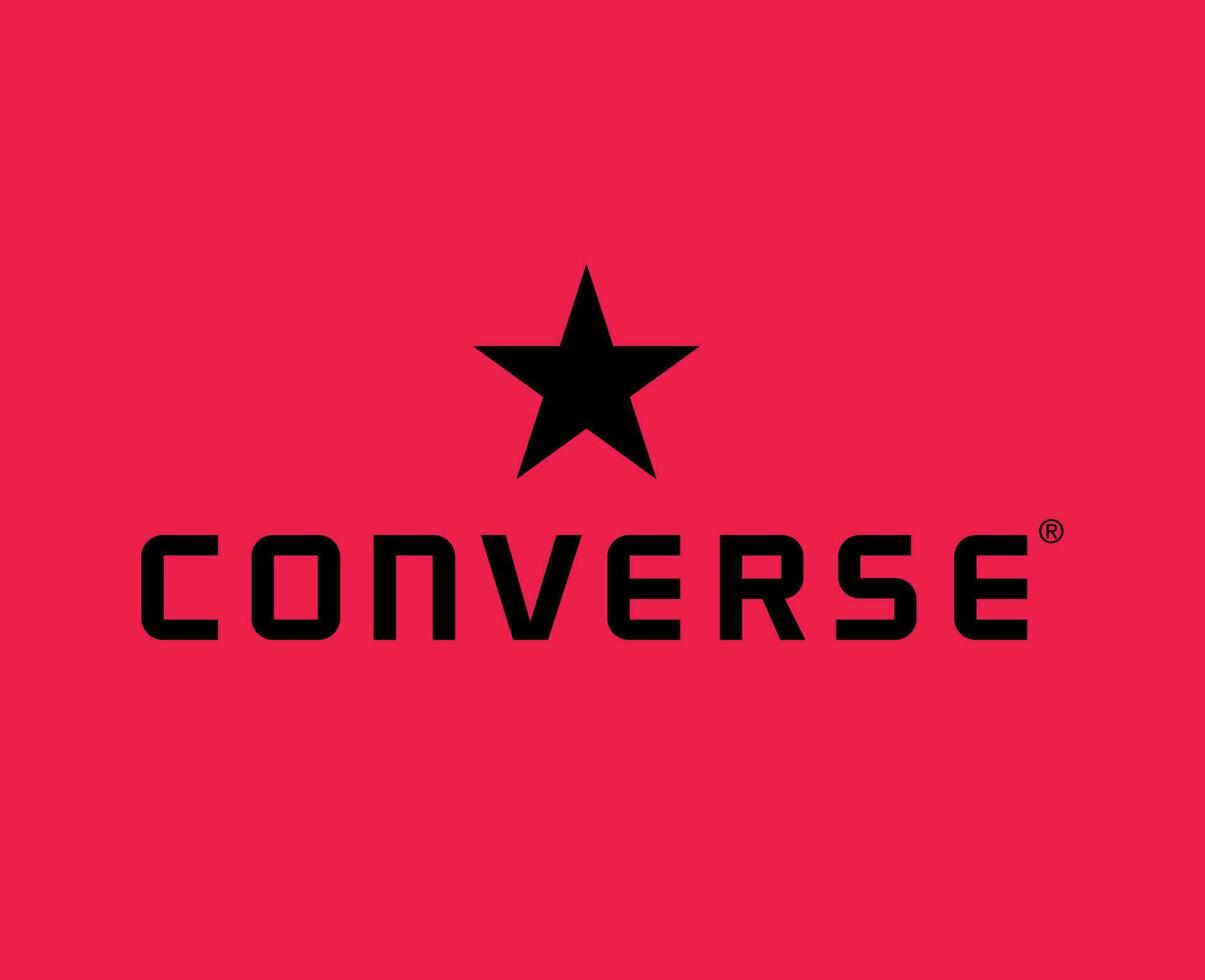 Converse Logo Brand Symbol Shoes Black Design Vector Illustration With Pink Background