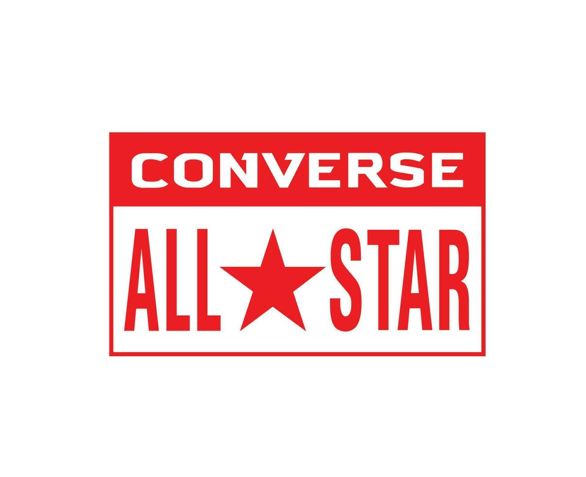 Converse All Star Brand Name Red Logo Symbol Shoes Design Vector Illustration