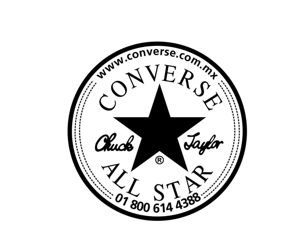 Converse All Star Logo Brand Shoes Black Symbol Design Illustration Vector