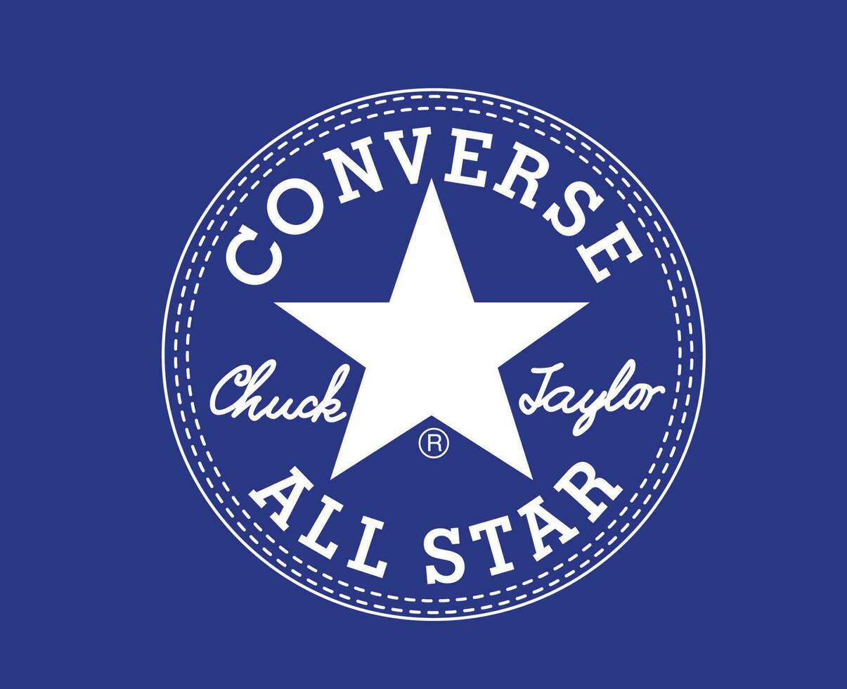 Converse All Star Brand Logo Shoes White Symbol Design Vector Illustration With Blue Background