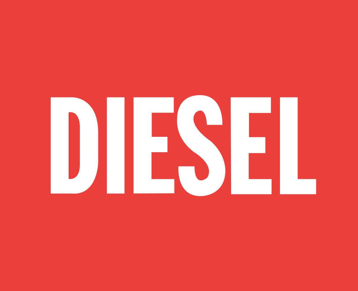 Diesel Brand Logo Symbol Name White Design luxury Clothes Fashion Vector Illustration With Red Background
