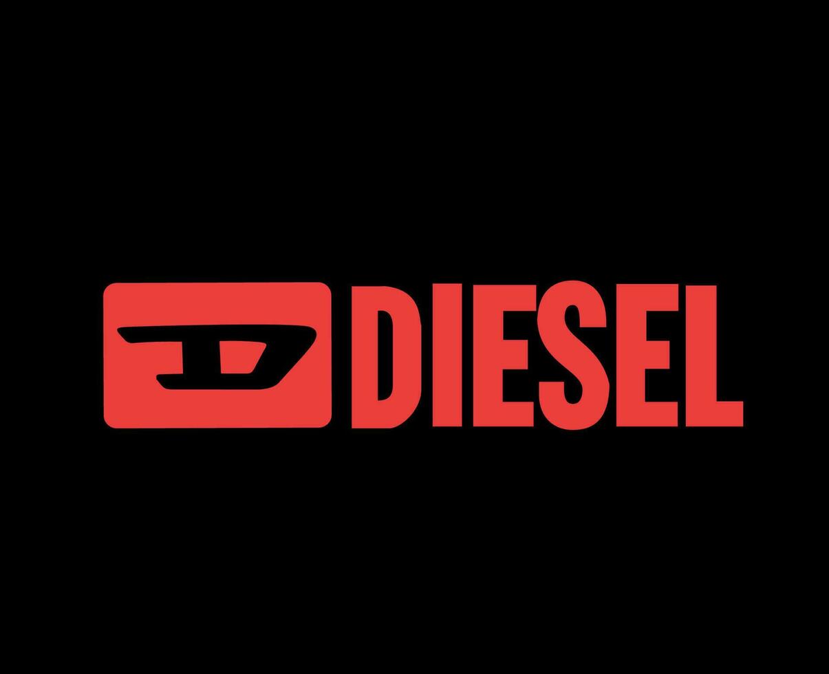 Diesel Logo Brand Symbol Red Design luxury Clothes Fashion Vector Illustration With Black Background