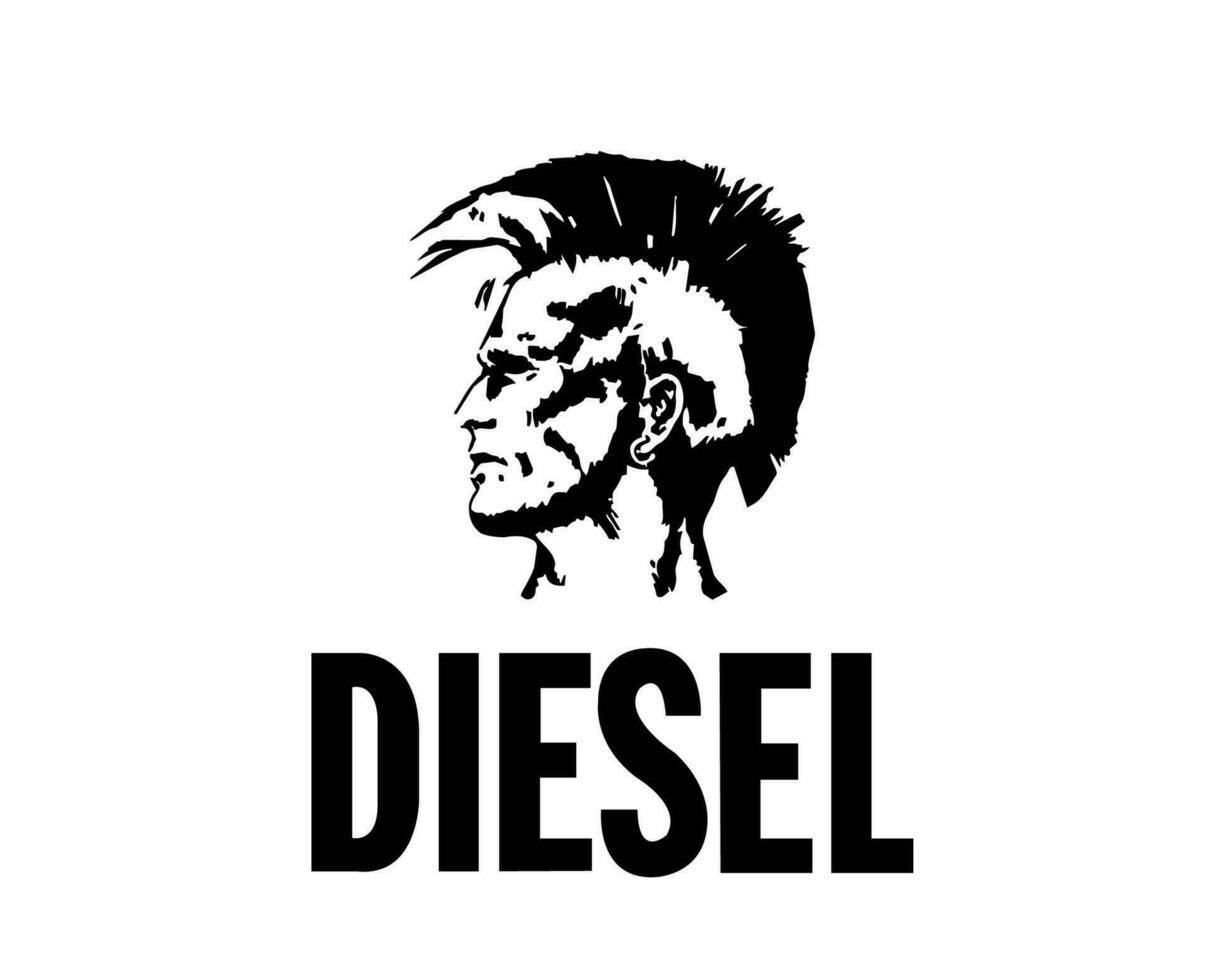 diesel logo marca símbolo con cara negro diseño lujo ropa Moda vector ilustración