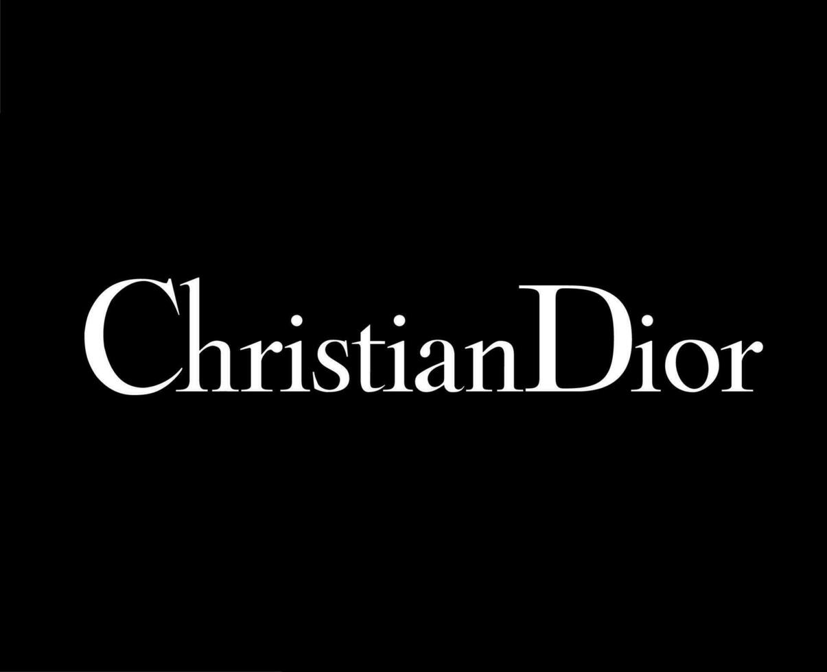 Christian Dior Logo Brand Clothes Symbol White Design luxury Fashion Vector Illustration With Black Background