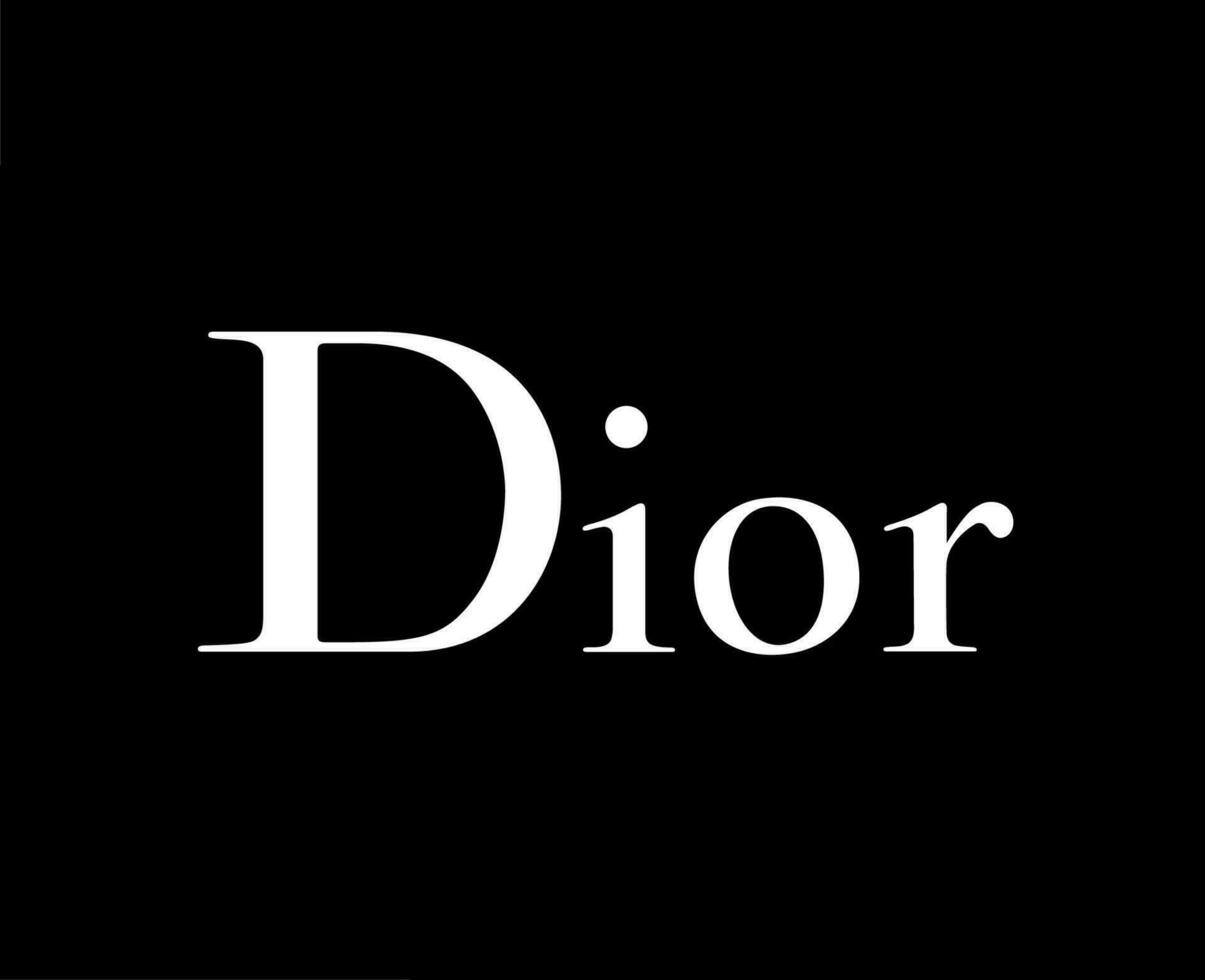 Dior Logo Brand White Design Symbol Luxury Clothes Fashion Vector Illustration With Black Background