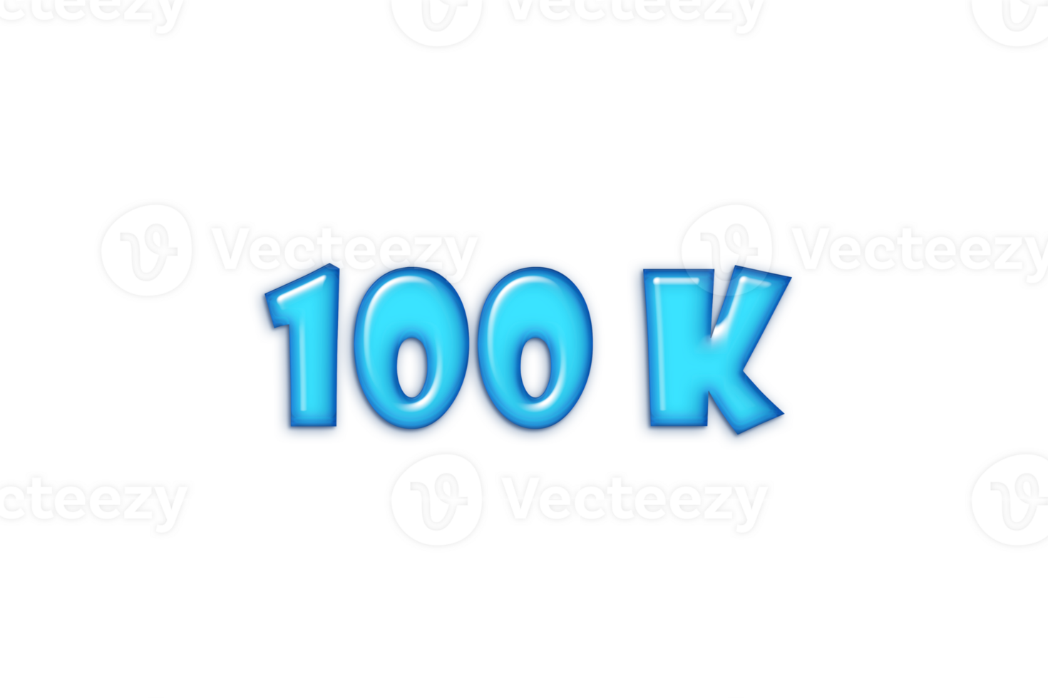 100 k subscribers celebration greeting Number with blue glossi design png