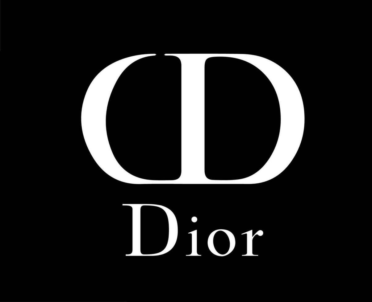 Dior Logo Brand luxury Clothes Symbol White Design Fashion Vector Illustration With Black Background