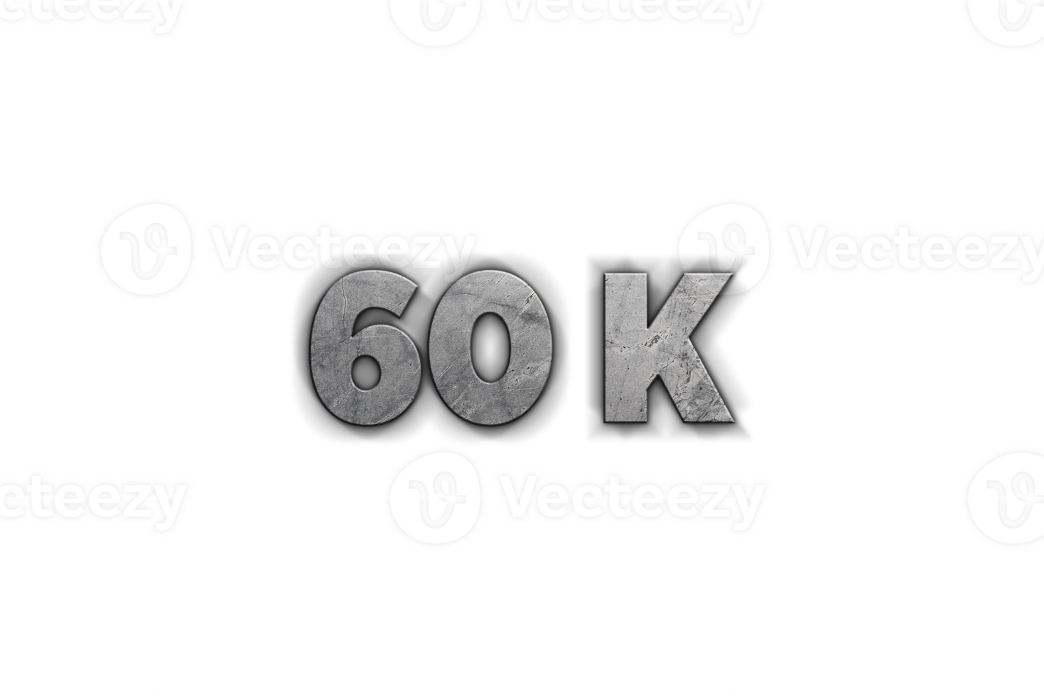 60 k subscribers celebration greeting Number with concrete design png
