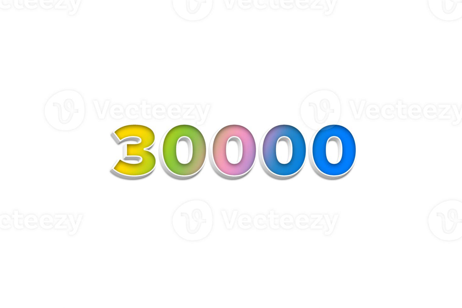 30000 subscribers celebration greeting Number with 3d extrude design png