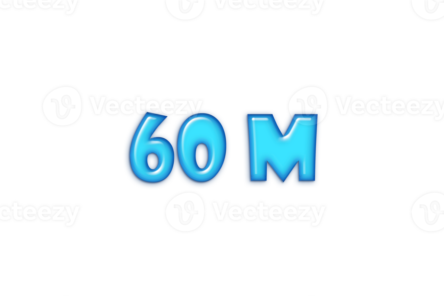 60 million subscribers celebration greeting Number with blue glossi design png