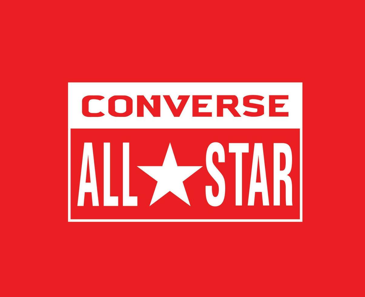 Converse All Star Brand Name White Logo Symbol Shoes Design Vector Illustration With Red Background