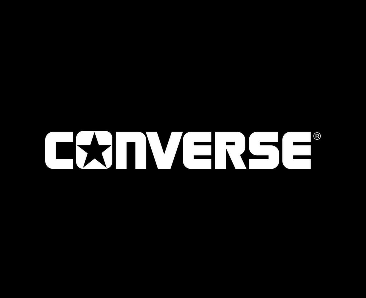 Converse Brand Shoes Logo Name White Symbol Design Vector Illustration With Black Background