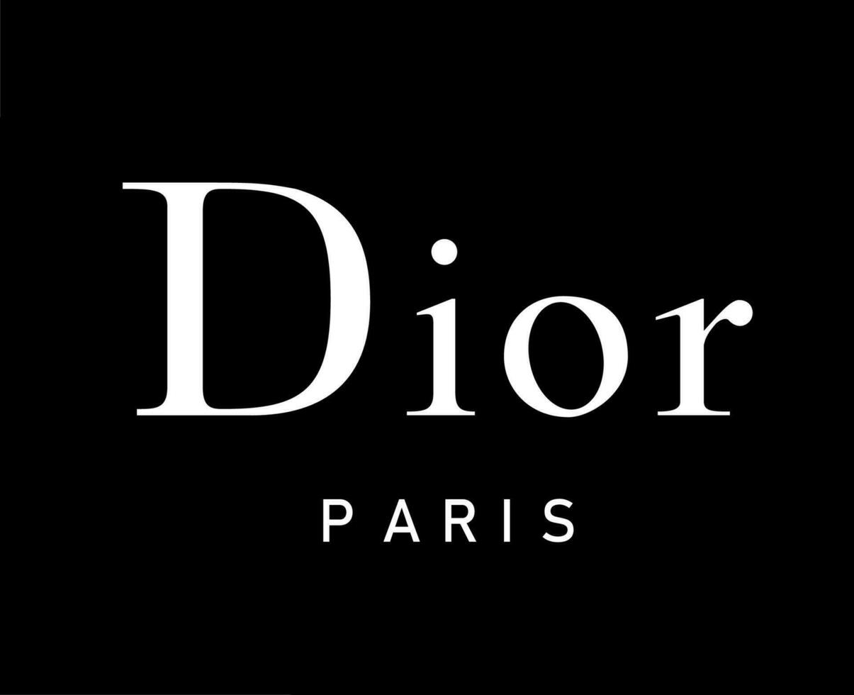 Dior Paris Brand Logo White Design Symbol Luxury Clothes Fashion Vector Illustration With Black Background