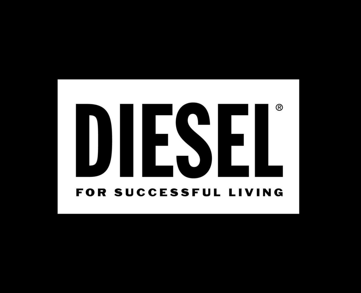 Diesel Logo Brand Clothes Symbol White Design luxury Fashion Vector Illustration With Black Background