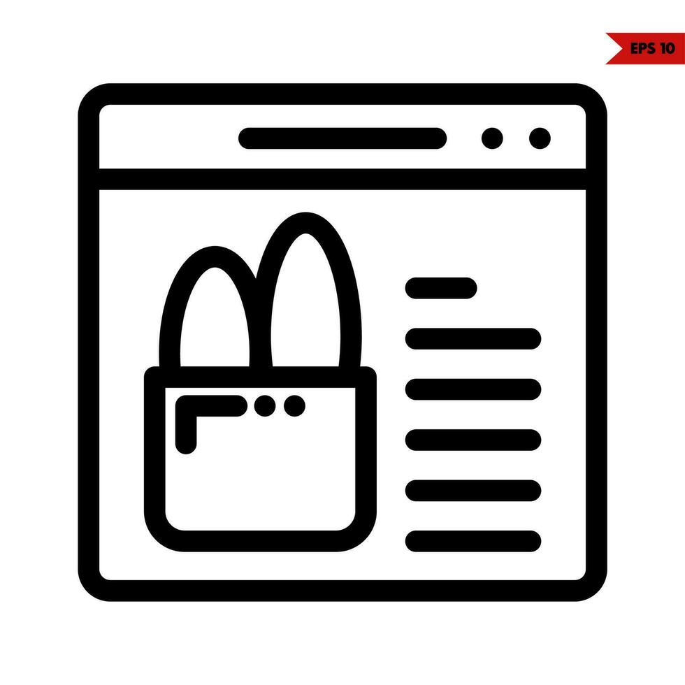 bread in paperbag with in monitor line icon vector