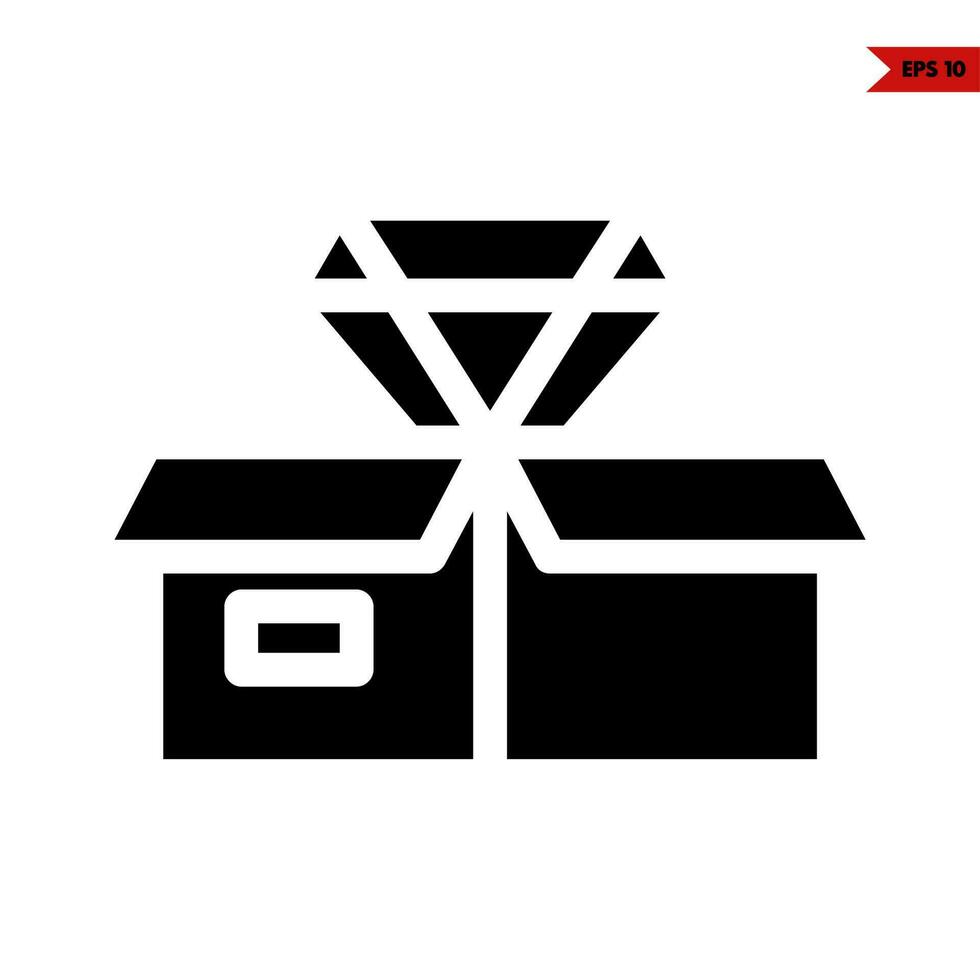 diamond in over box glyph icon vector