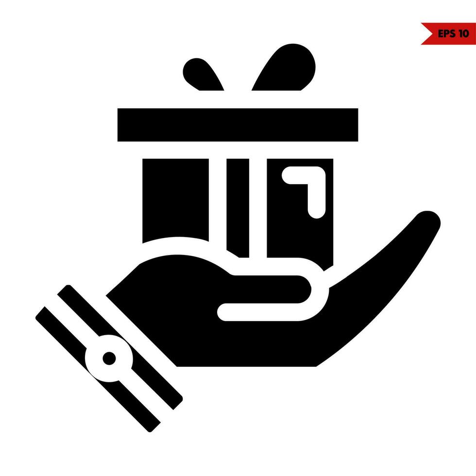 gift box  in over hand glyph icon vector