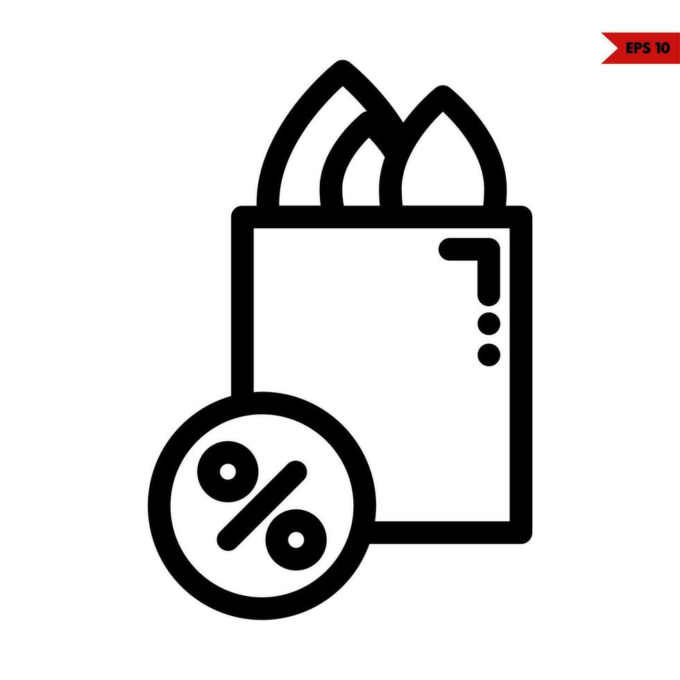 food in paperbag with sale in button line icon vector