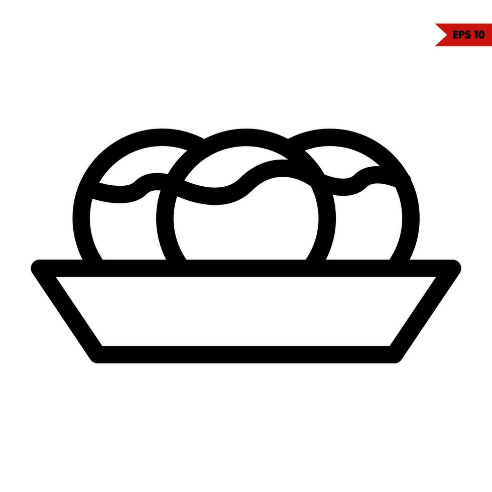 comida en plato línea icono vector