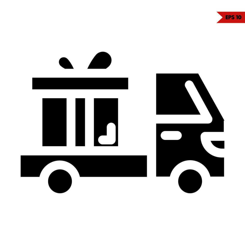 gift box in truck glyph icon vector
