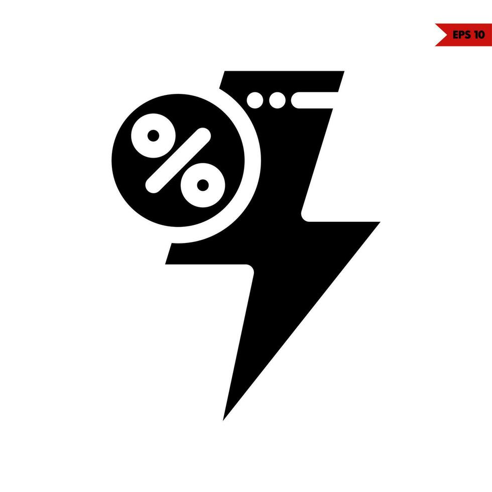 lightning with sale in button glyph icon vector
