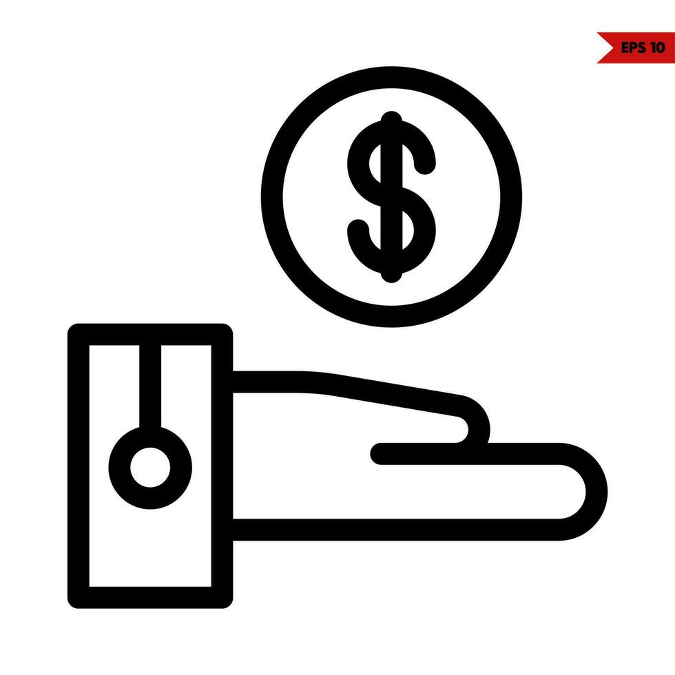 money coin in hand line icon vector