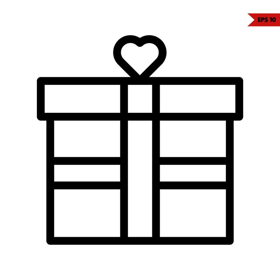 amor con regalo caja línea icono vector