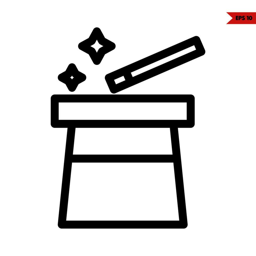 hat with stick magic and sparkle line icon vector