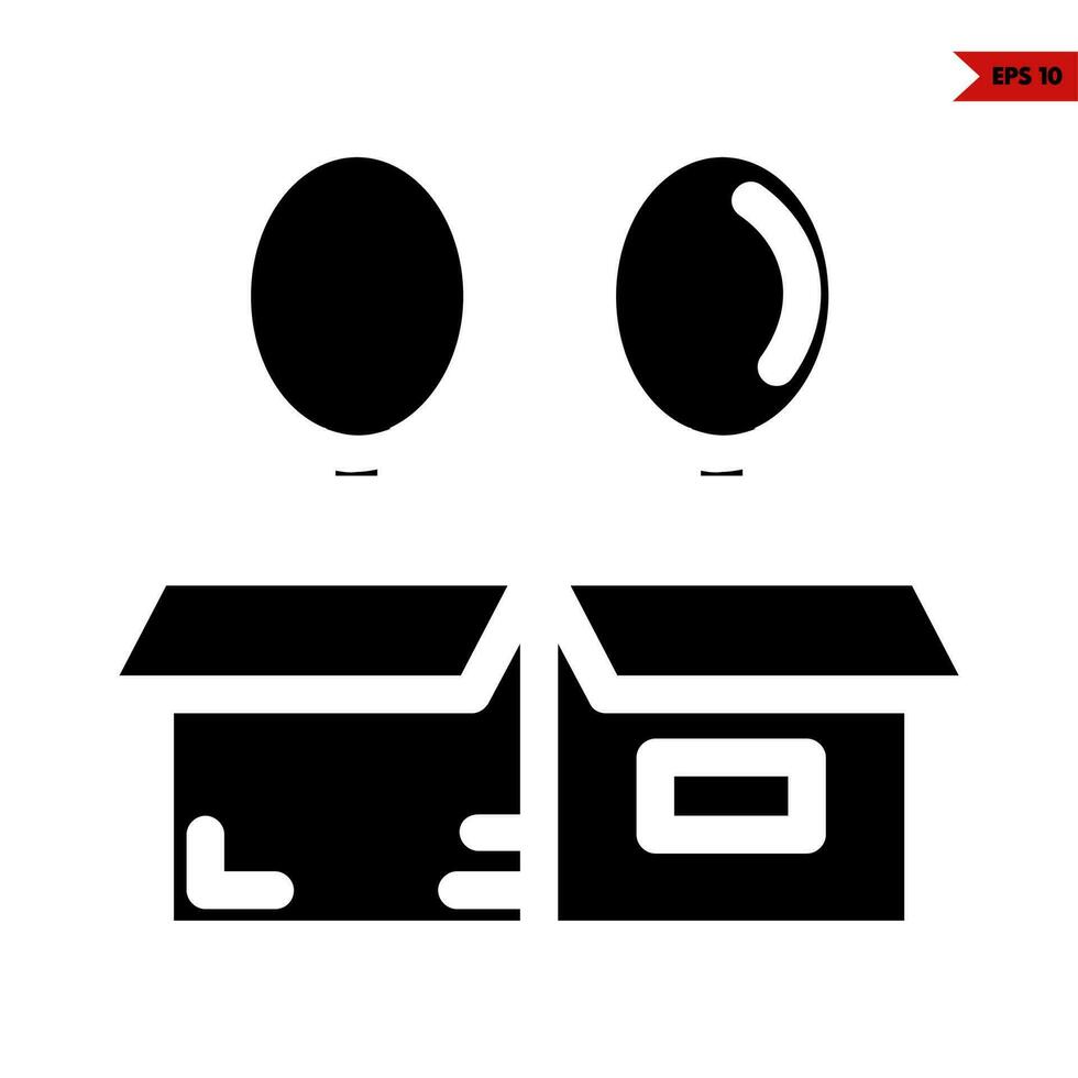 balloon in over box glyph icon vector