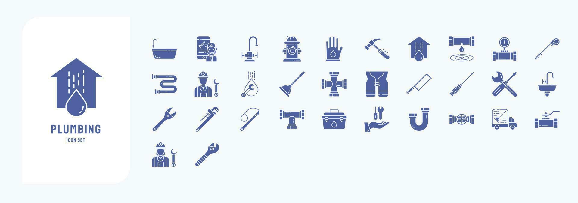 Collection of icons related to Plumbing, including icons like Customer, Fire Hydrant, water, Meter and more vector