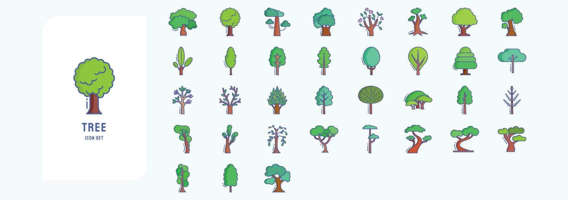 Collection of icons related to Tree, including icons like Apple, Locust, Magnolia, Maple and more vector
