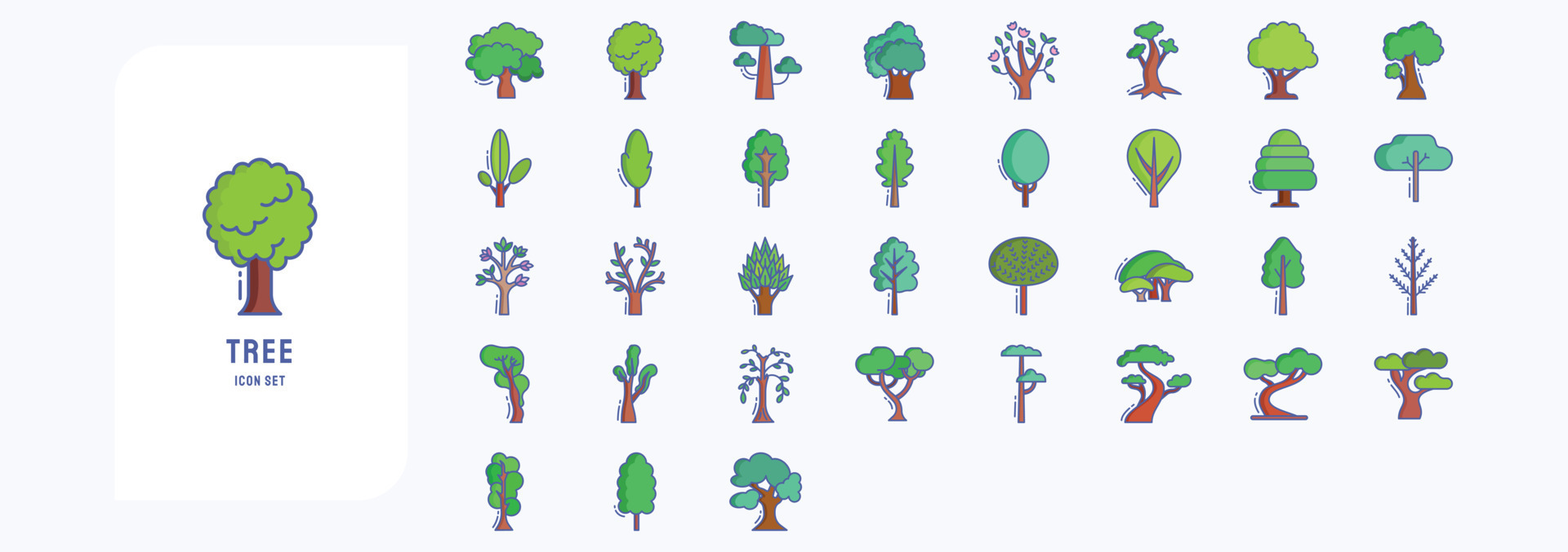 Collection of icons related to Tree, including icons like Apple, Locust ...